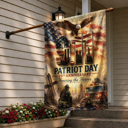 Patriot Day 25th Anniversary Thin Red Line Firefighter 343 Tribute Flag
