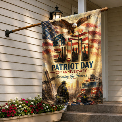 Patriot Day 25th Anniversary Thin Red Line Firefighter 343 Tribute Flag