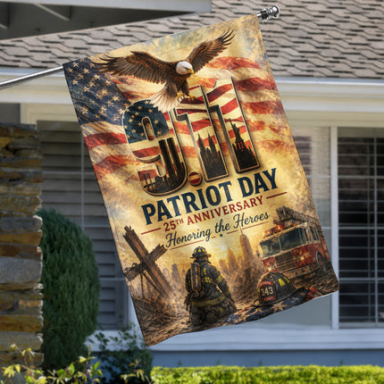 Patriot Day 25th Anniversary Thin Red Line Firefighter 343 Tribute Flag
