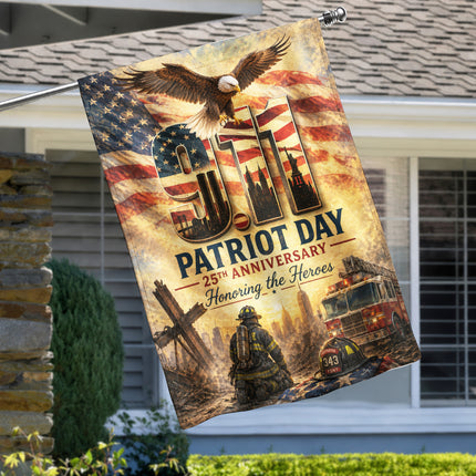 Patriot Day 25th Anniversary Thin Red Line Firefighter 343 Tribute Flag