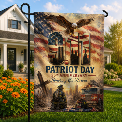 Patriot Day 25th Anniversary Thin Red Line Firefighter 343 Tribute Flag