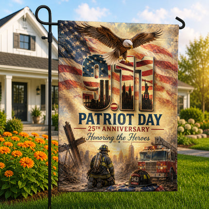 Patriot Day 25th Anniversary Thin Red Line Firefighter 343 Tribute Flag