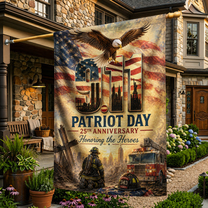 Patriot Day 25th Anniversary Thin Red Line Firefighter 343 Tribute Flag