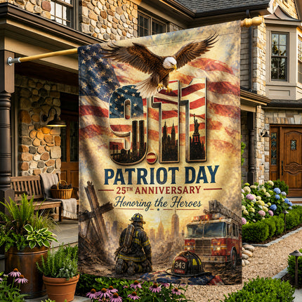 Patriot Day 25th Anniversary Thin Red Line Firefighter 343 Tribute Flag