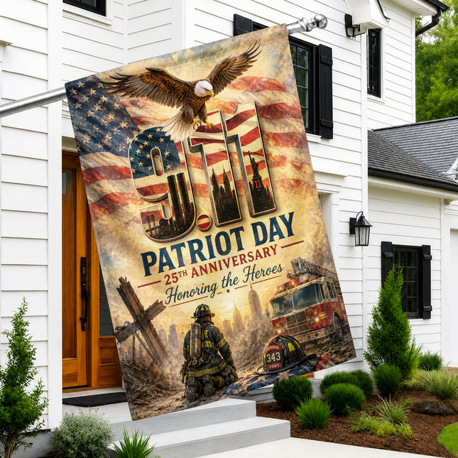 Patriot Day 25th Anniversary Thin Red Line Firefighter 343 Tribute Flag