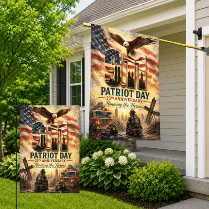 Patriot Day 25th Anniversary Thin Red Line Firefighter 343 Tribute Flag