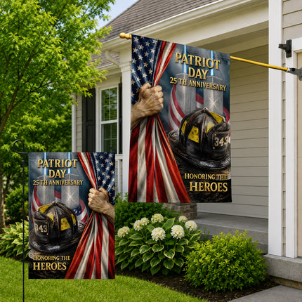 Patriot Day 25th Anniversary Firefighter Helmet 343 Twin Towers Memorial Flag