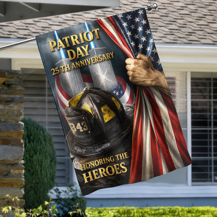 Patriot Day 25th Anniversary Firefighter Helmet 343 Twin Towers Memorial Flag