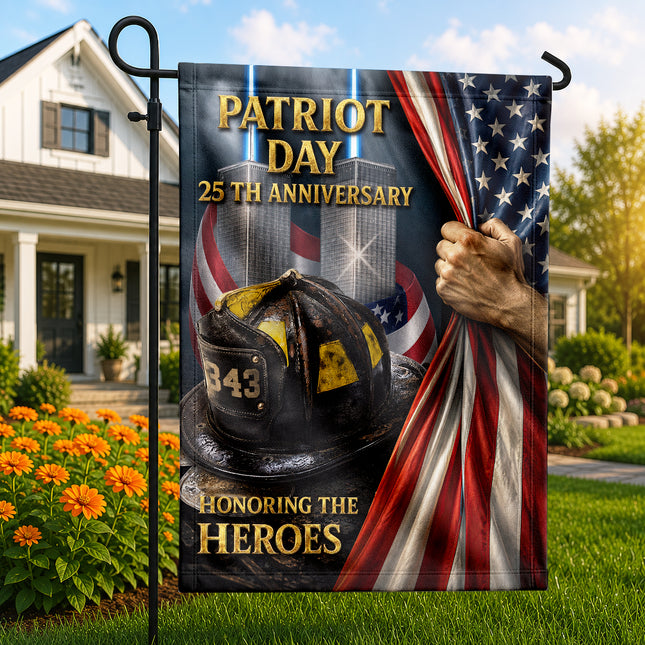 Patriot Day 25th Anniversary Firefighter Helmet 343 Twin Towers Memorial Flag