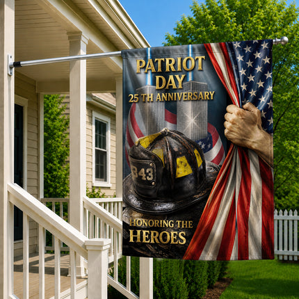 Patriot Day 25th Anniversary Firefighter Helmet 343 Twin Towers Memorial Flag