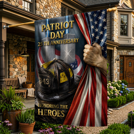 Patriot Day 25th Anniversary Firefighter Helmet 343 Twin Towers Memorial Flag