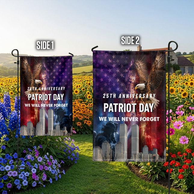 25th Anniversary Patriot Day Galaxy Eagle Firefighter Twin Towers Memorial Flag