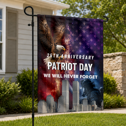 25th Anniversary Patriot Day Galaxy Eagle Firefighter Twin Towers Memorial Flag