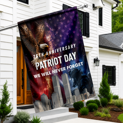 25th Anniversary Patriot Day Galaxy Eagle Firefighter Twin Towers Memorial Flag