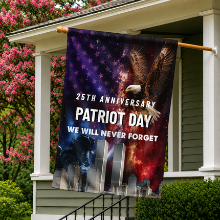 25th Anniversary Patriot Day Galaxy Eagle Firefighter Twin Towers Memorial Flag