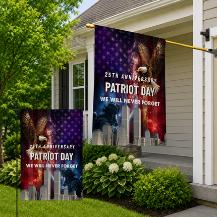 25th Anniversary Patriot Day Galaxy Eagle Firefighter Twin Towers Memorial Flag
