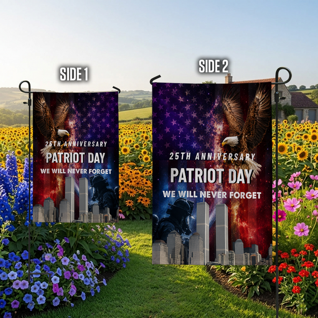 25th Anniversary Patriot Day Galaxy Eagle Firefighter Twin Towers Memorial Flag