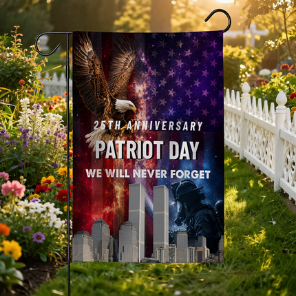 25th Anniversary Patriot Day Galaxy Eagle Firefighter Twin Towers Memorial Flag
