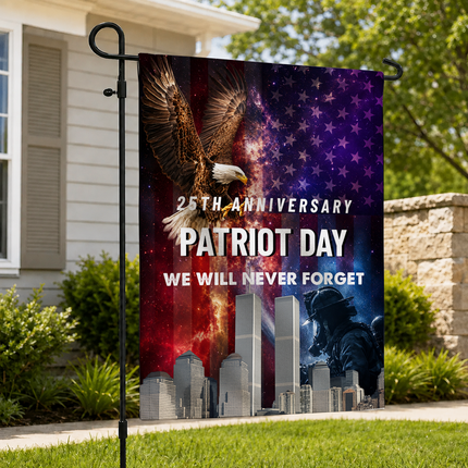 25th Anniversary Patriot Day Galaxy Eagle Firefighter Twin Towers Memorial Flag