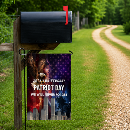 25th Anniversary Patriot Day Galaxy Eagle Firefighter Twin Towers Memorial Flag