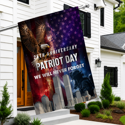 25th Anniversary Patriot Day Galaxy Eagle Firefighter Twin Towers Memorial Flag