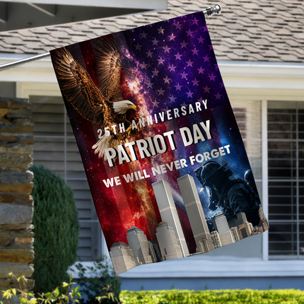 25th Anniversary Patriot Day Galaxy Eagle Firefighter Twin Towers Memorial Flag