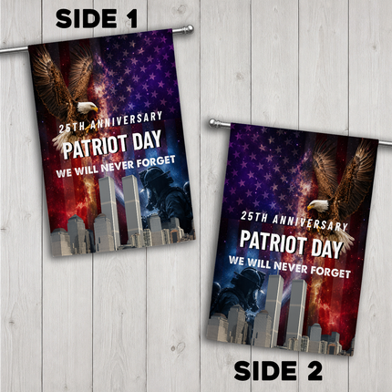 25th Anniversary Patriot Day Galaxy Eagle Firefighter Twin Towers Memorial Flag