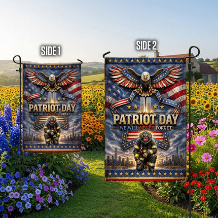25th Anniversary Patriot Day Thin Red Line Eagle Firefighter Tribute Flag