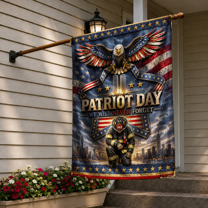 25th Anniversary Patriot Day Thin Red Line Eagle Firefighter Tribute Flag