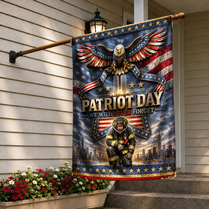25th Anniversary Patriot Day Thin Red Line Eagle Firefighter Tribute Flag