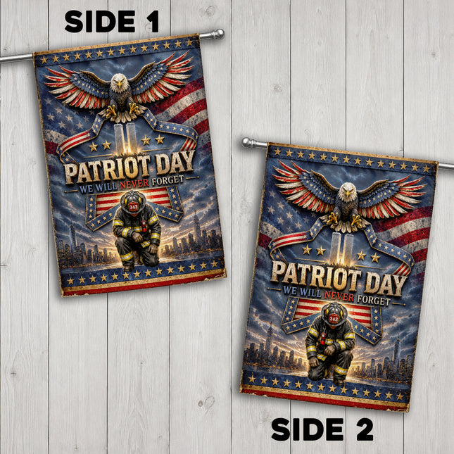 25th Anniversary Patriot Day Thin Red Line Eagle Firefighter Tribute Flag
