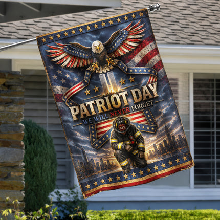 25th Anniversary Patriot Day Thin Red Line Eagle Firefighter Tribute Flag