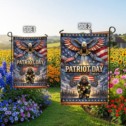 25th Anniversary Patriot Day Thin Red Line Eagle Firefighter Tribute Flag