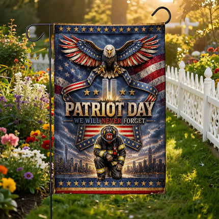 25th Anniversary Patriot Day Thin Red Line Eagle Firefighter Tribute Flag