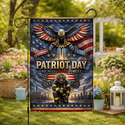 25th Anniversary Patriot Day Thin Red Line Eagle Firefighter Tribute Flag