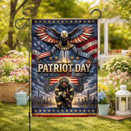 25th Anniversary Patriot Day Thin Red Line Eagle Firefighter Tribute Flag