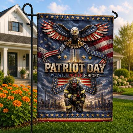 25th Anniversary Patriot Day Thin Red Line Eagle Firefighter Tribute Flag