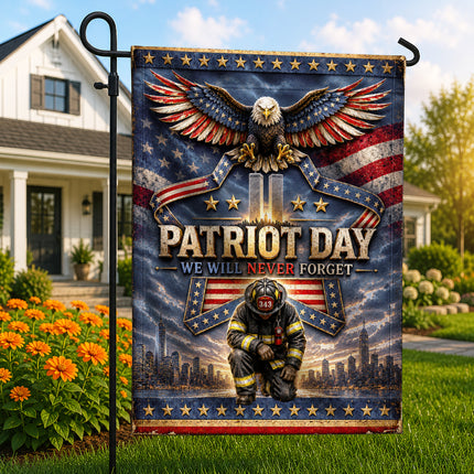25th Anniversary Patriot Day Thin Red Line Eagle Firefighter Tribute Flag