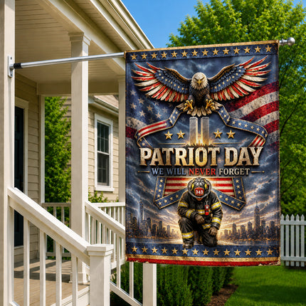 25th Anniversary Patriot Day Thin Red Line Eagle Firefighter Tribute Flag