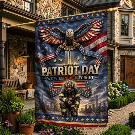 25th Anniversary Patriot Day Thin Red Line Eagle Firefighter Tribute Flag