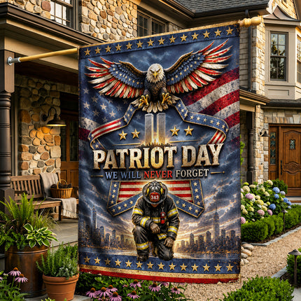 25th Anniversary Patriot Day Thin Red Line Eagle Firefighter Tribute Flag