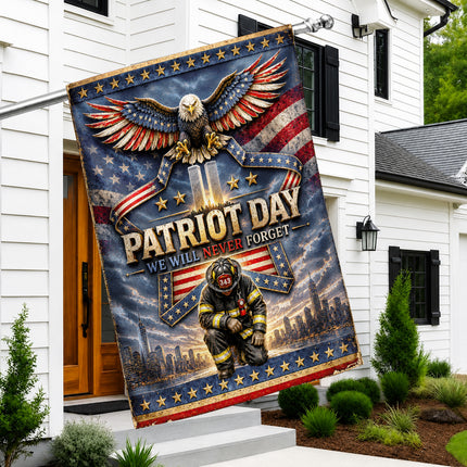 25th Anniversary Patriot Day Thin Red Line Eagle Firefighter Tribute Flag