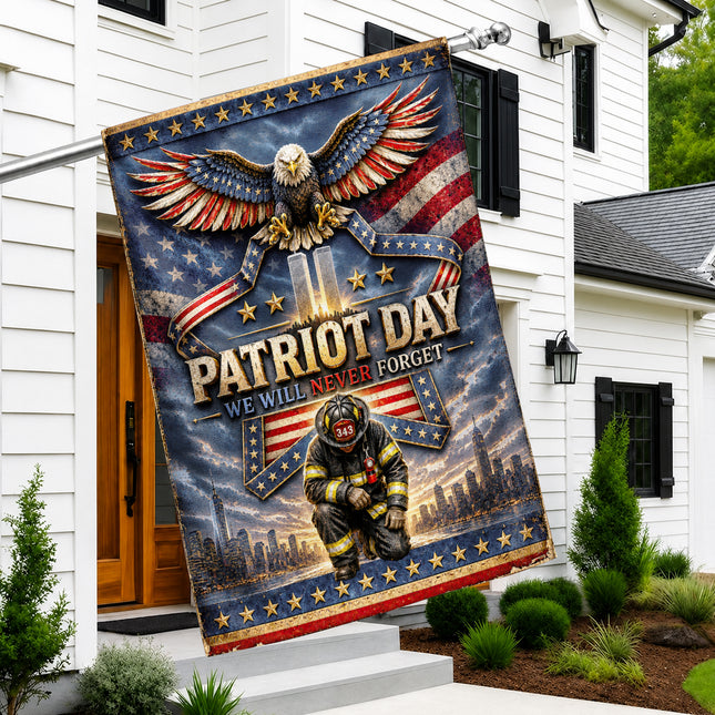 25th Anniversary Patriot Day Thin Red Line Eagle Firefighter Tribute Flag