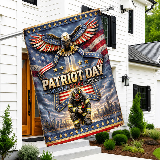25th Anniversary Patriot Day Thin Red Line Eagle Firefighter Tribute Flag