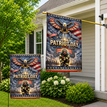 25th Anniversary Patriot Day Thin Red Line Eagle Firefighter Tribute Flag
