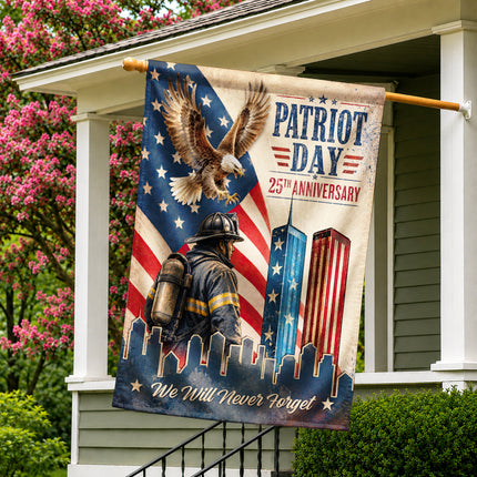 Patriot Day 25th Anniversary Vintage Eagle Firefighter Twin Towers Flag