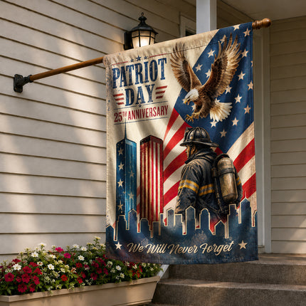 Patriot Day 25th Anniversary Vintage Eagle Firefighter Twin Towers Flag