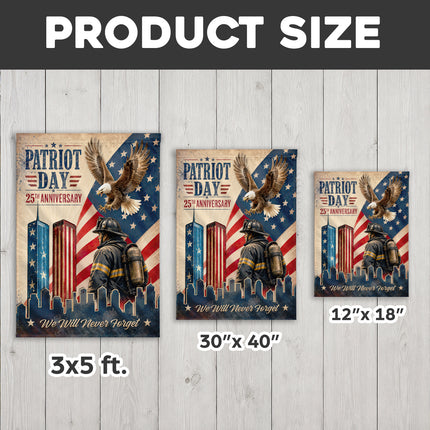 Patriot Day 25th Anniversary Vintage Eagle Firefighter Twin Towers Flag
