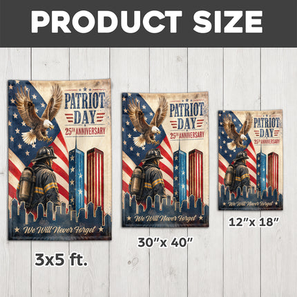 Patriot Day 25th Anniversary Vintage Eagle Firefighter Twin Towers Flag