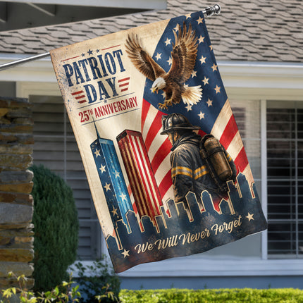 Patriot Day 25th Anniversary Vintage Eagle Firefighter Twin Towers Flag